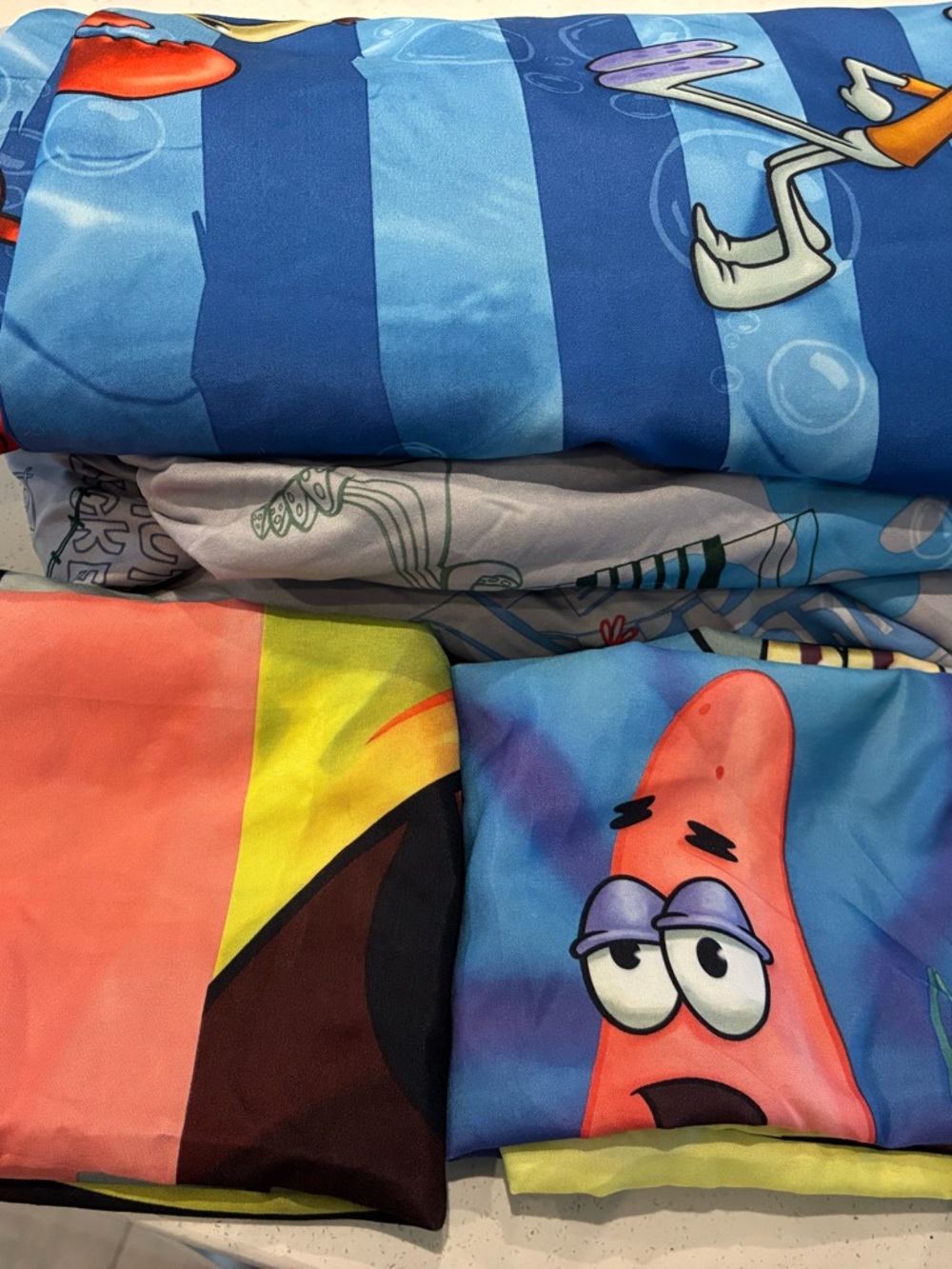 Bob l’éponge Cartoon Blue & Multicolor Mattress Cover - Kids Bedding